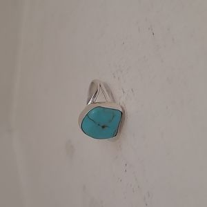 925 Sterling Silver Raw Turquoise gemstone boho hippie Ring